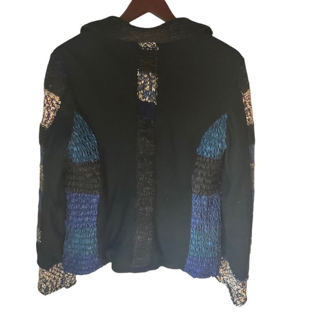 Kaktus Mix Media Patchwork Blazer, Large. Blue. Cottagecore #countrycore funky! - Picture 3 of 16